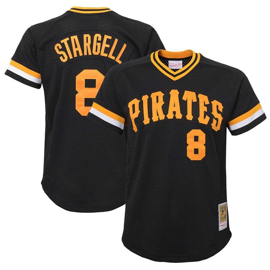 Willie Stargell Pittsburgh Pirates Mitchell&Ness Youth Cooperstown Collection Mesh Batting Practice Jersey Black