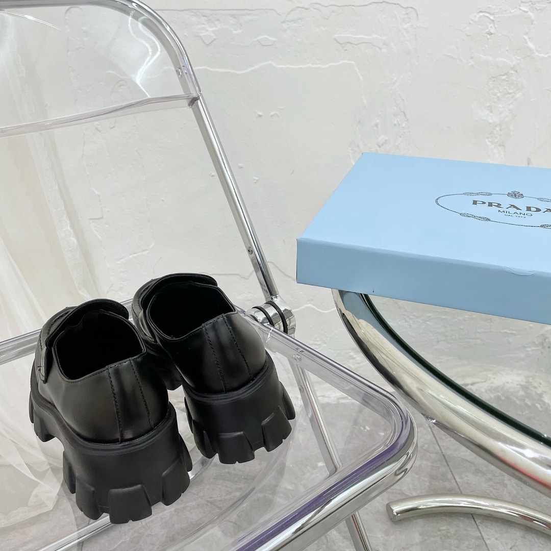 Prada Monolith Brushed Black Leather Loafers 2De129B4Lf0002
