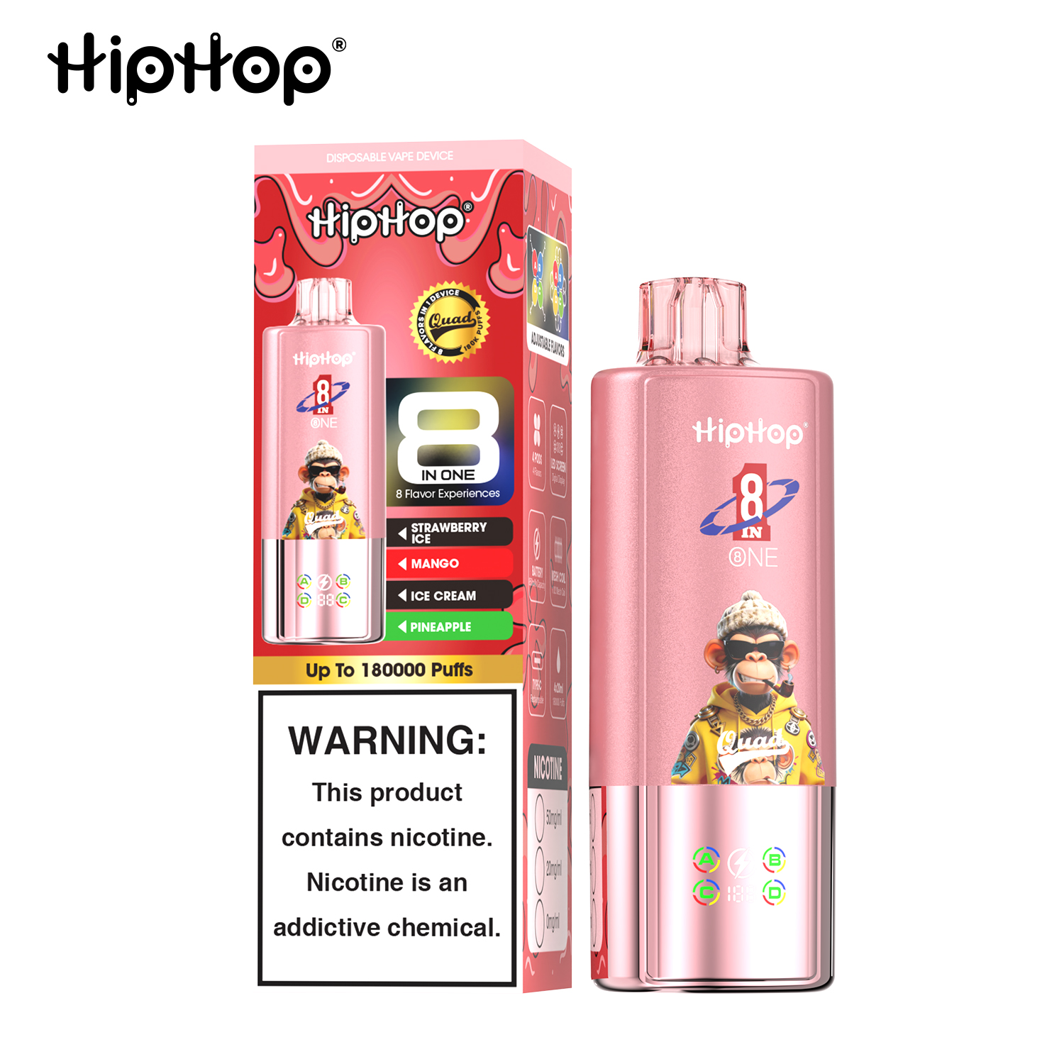 HIPHOP 180k Puffs Prefilled Vape |  Rechargeable