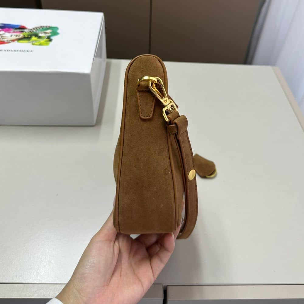 Prada Re Edition Mini Suede Shoulder Bag Brown 28Cm