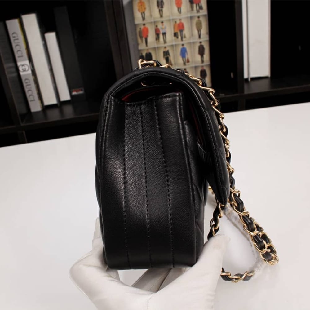 Chanel Medium Classic Flap Bag Chevron Black 25Cm
