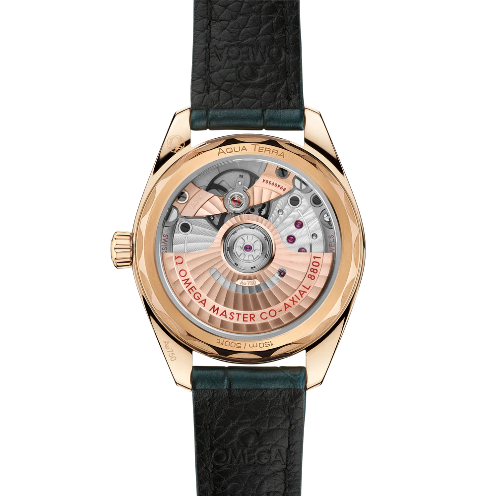Omega Seamaster Aqua Terra Shades 34 mm Lagoon green Dial Moonshine™ 18k Yellow Gold Strap 220.53.34.20.10.001