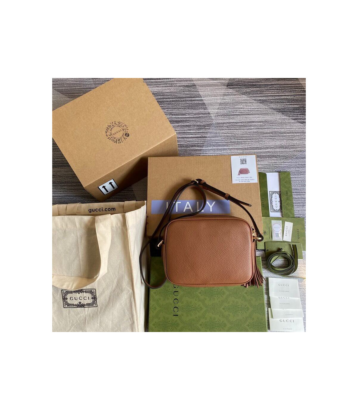 Gucci Soho Small Leather Disco Bag Brown