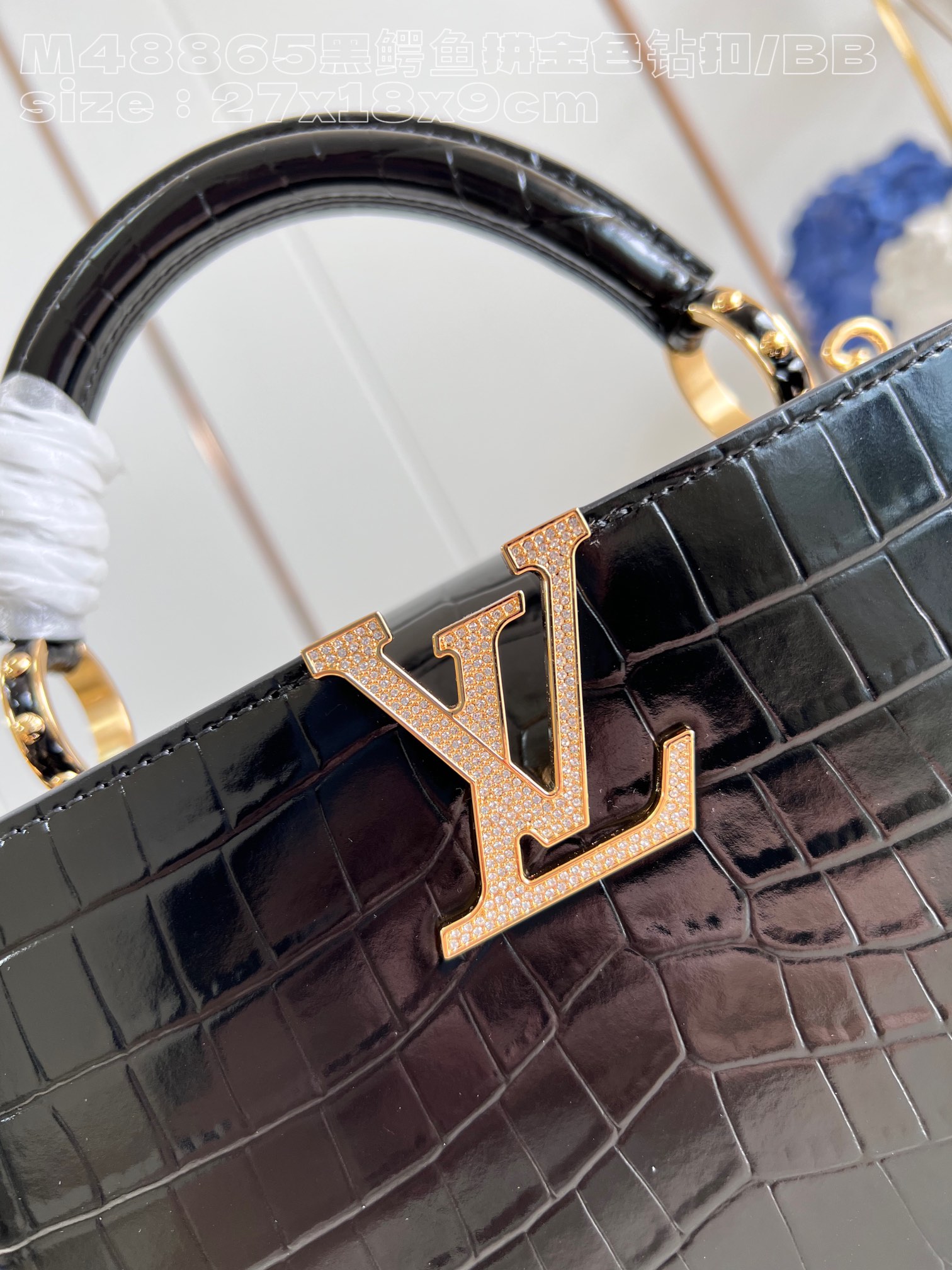 Capucines- M48865 black crocodile