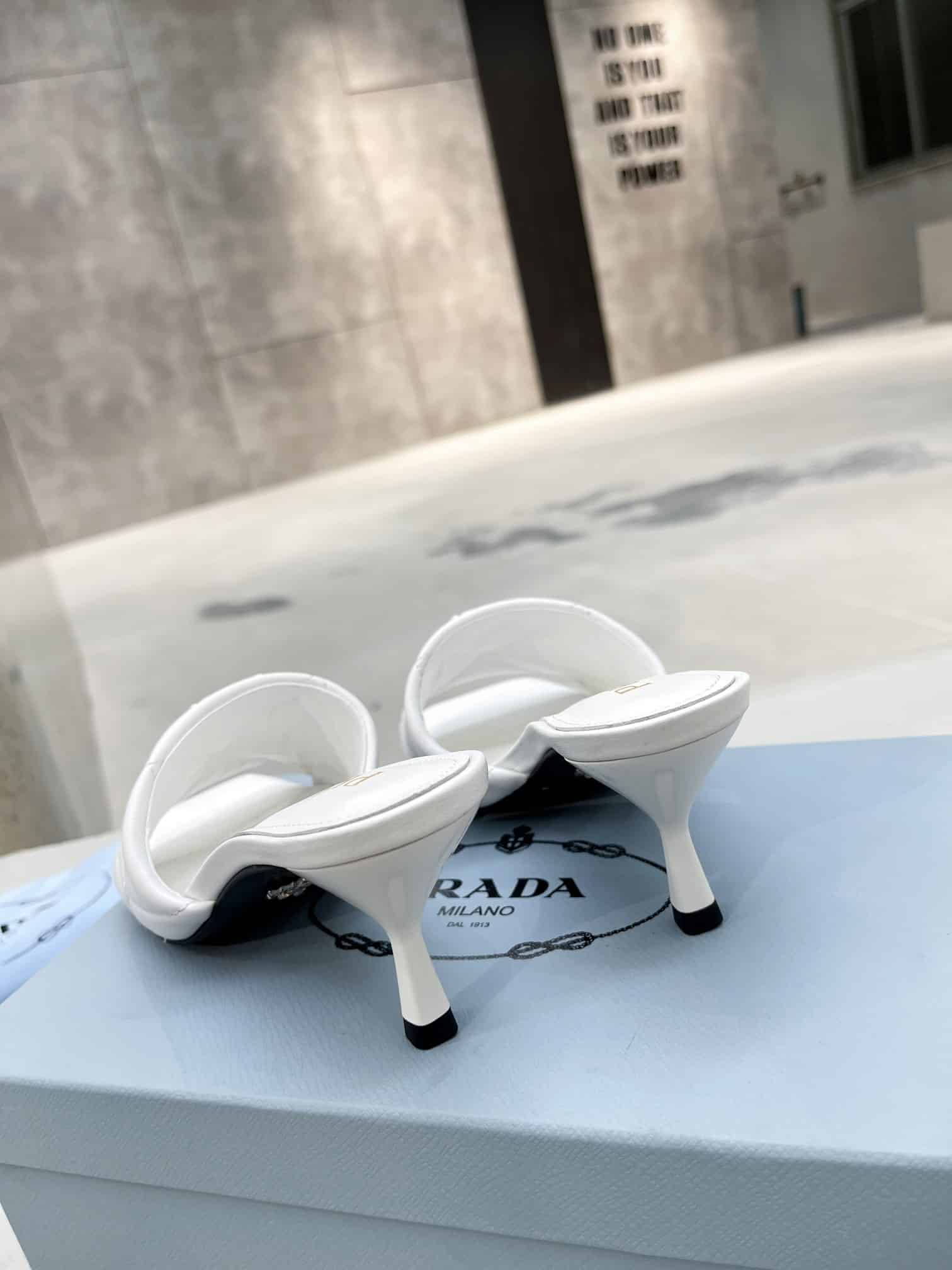 Prada Quilted Nappa Leather Heeled Sandals White 1Xx583 038 F0009 F B065