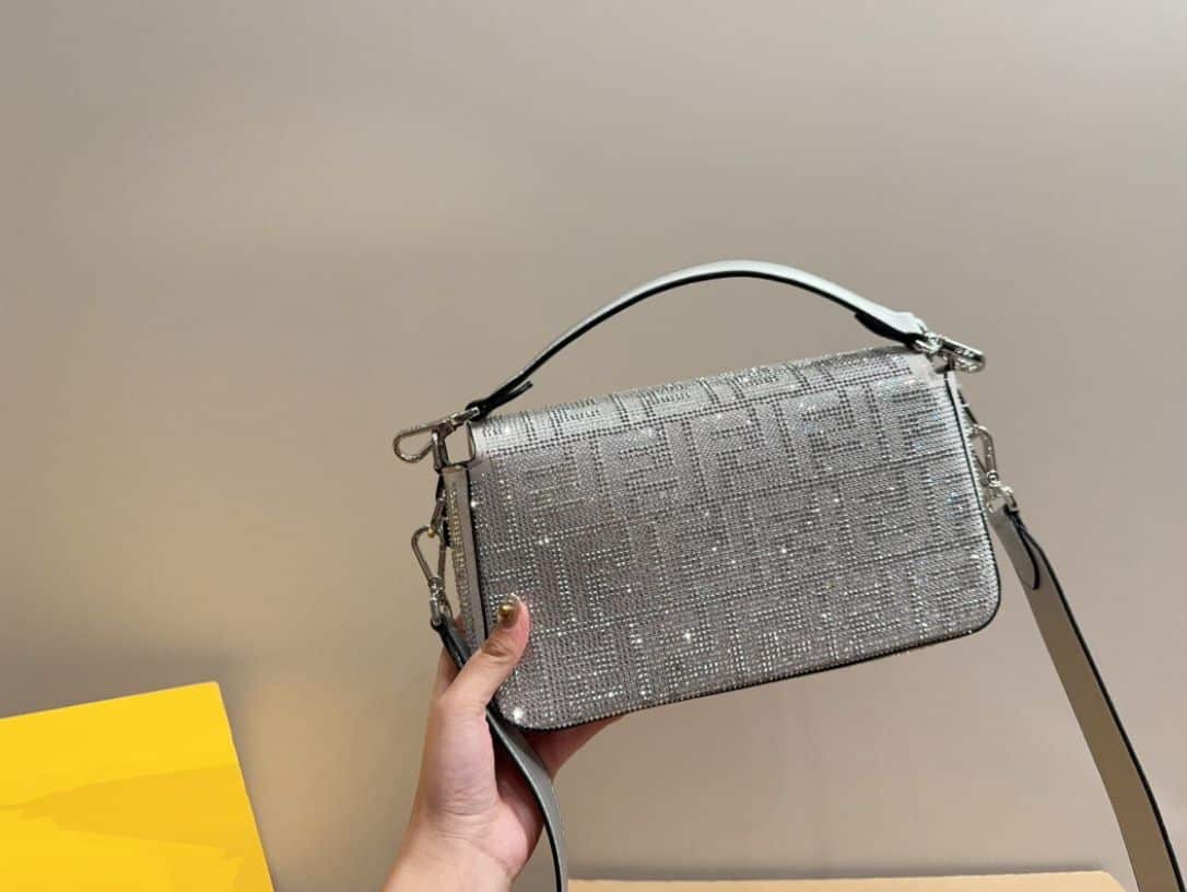 Fendi Baguette Silver Crystal Trim 25Cm