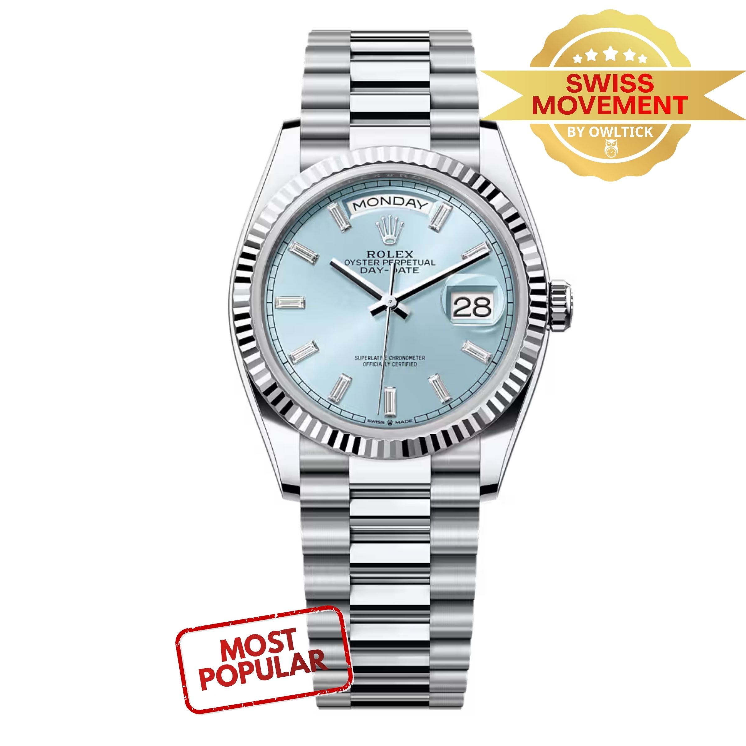 [Superclone] Rolex Day-Date 36mm Ice-Blue Dial President 128236