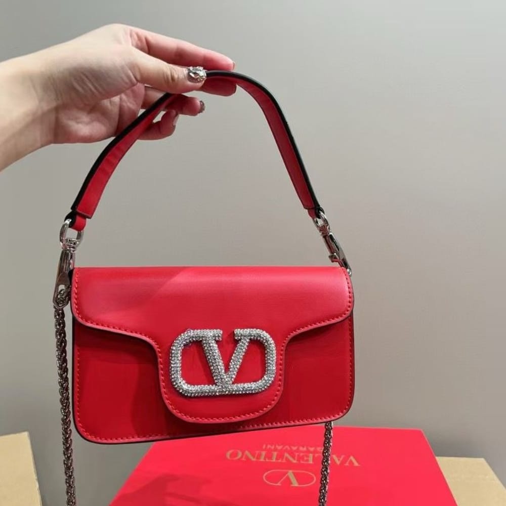 Valentino Locò Small Shoulder Bag In Red