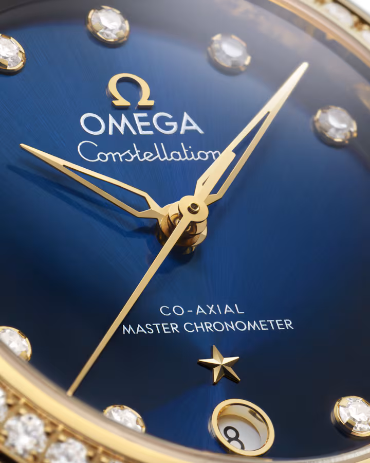 Omega Constellation 36mm Red Dial with Diamonds Stainless Steel and 18k Yellow Gold Strap 131.28.36.20.53.001