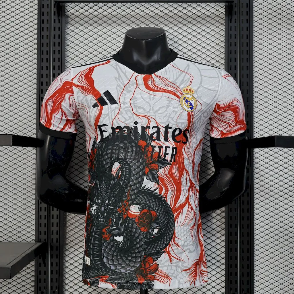 Player 2025-26 Real Madrid White Black Dragon special edition Football jersey