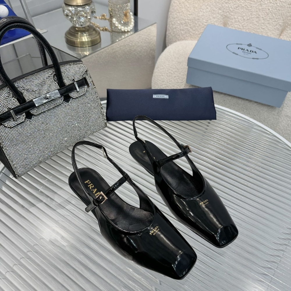 Prada Patent Leather Slingback Ballerinas Black 1F828N 069 F0002 F 015