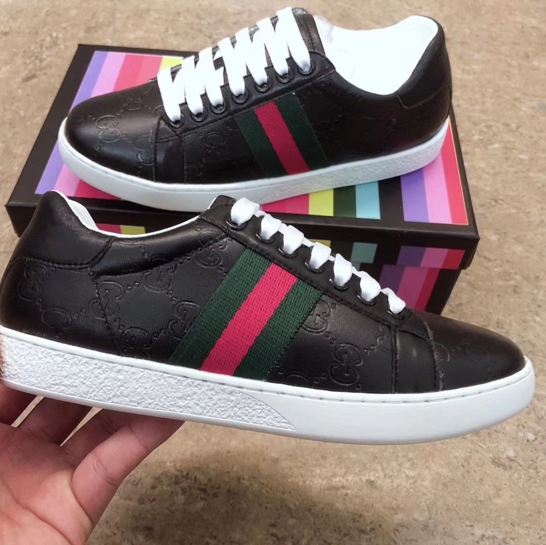 Gucci Ace Black Logo Sneaker 386750 Cwcg0 1070