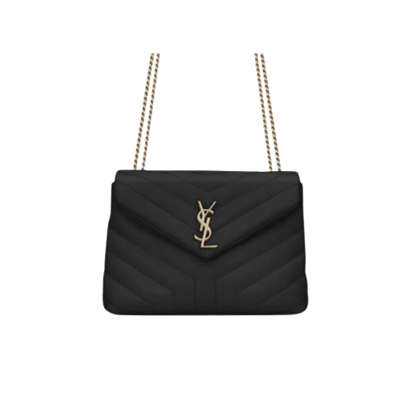 Saint Laurent Loulou Small Chain Bag In Matelassã‰ Y Black Gold 23Cm