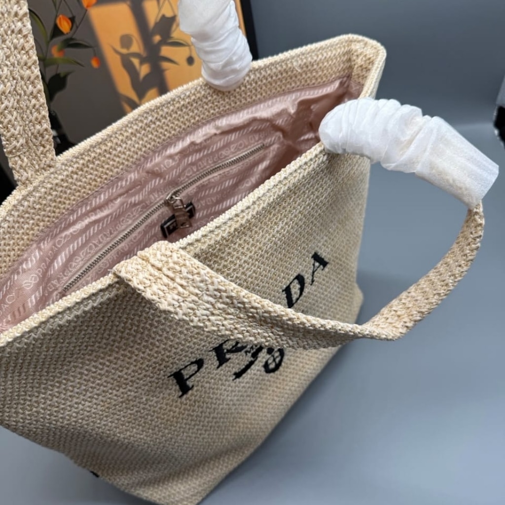 Prada Raffia Tote Bag Natural 32cm 1BG392 2C2T F0018 V OOL