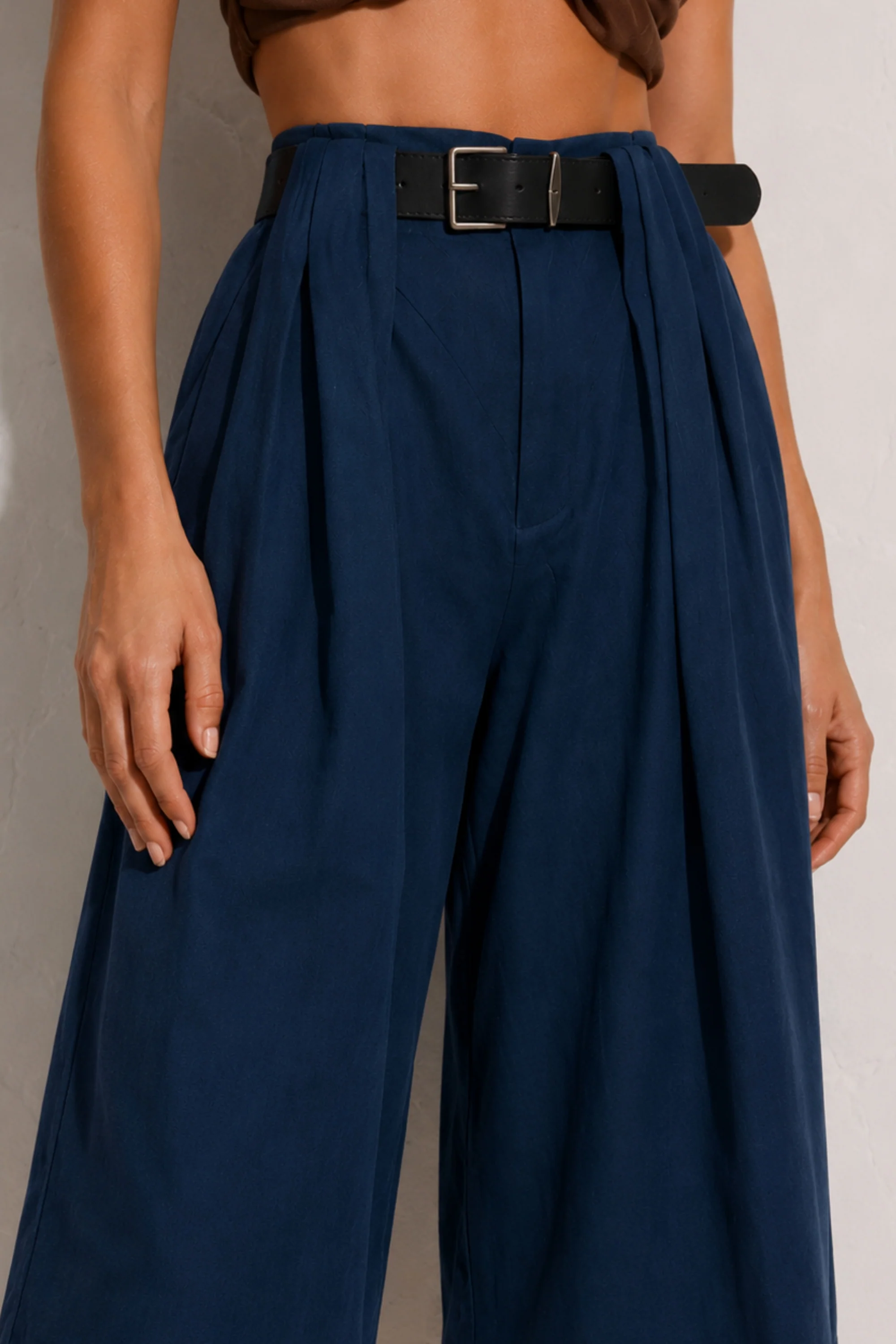 Ocean Blue Belted Drape Pants