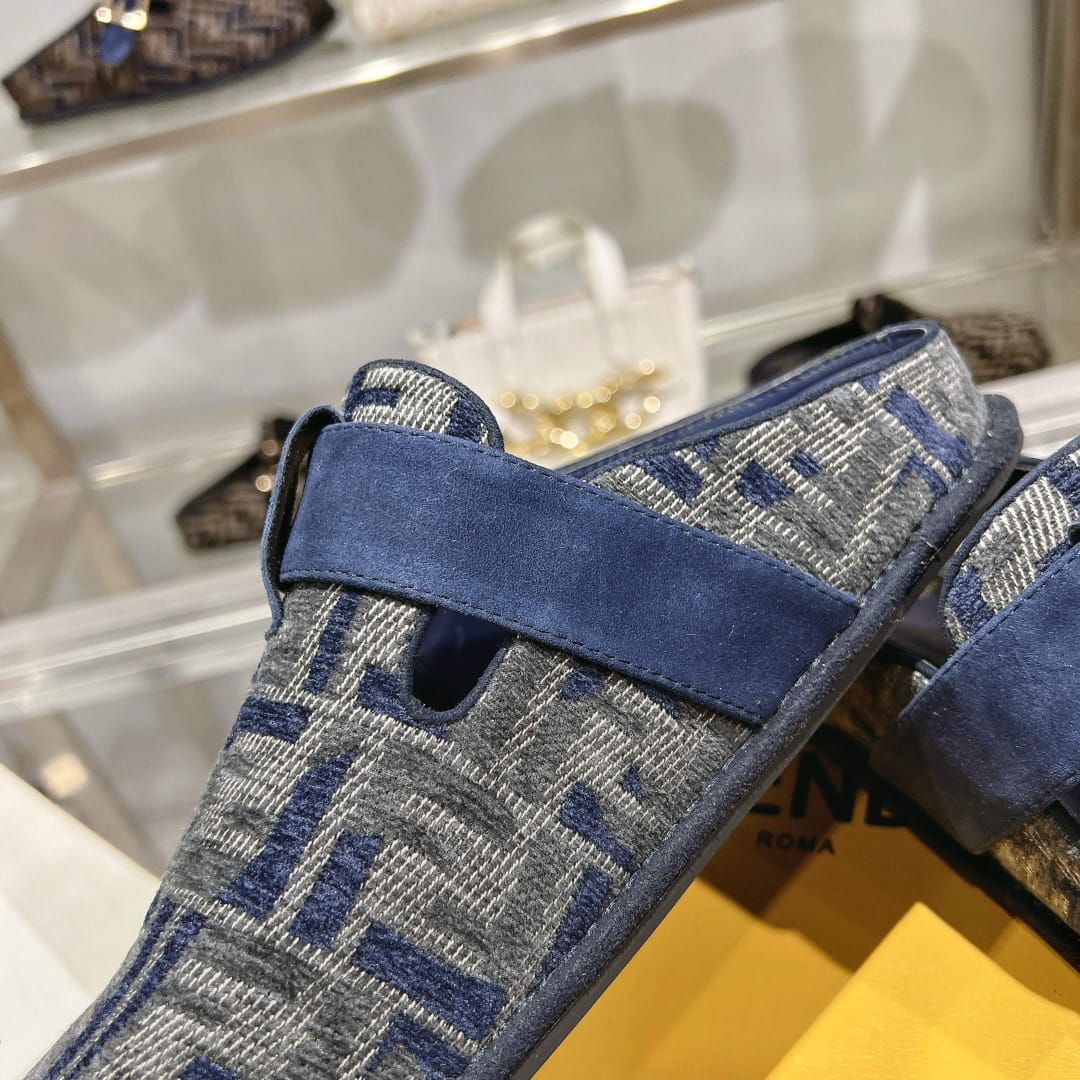 Fendi Feel Ff Mules Denim Blue 8r8448akzpf1pz7