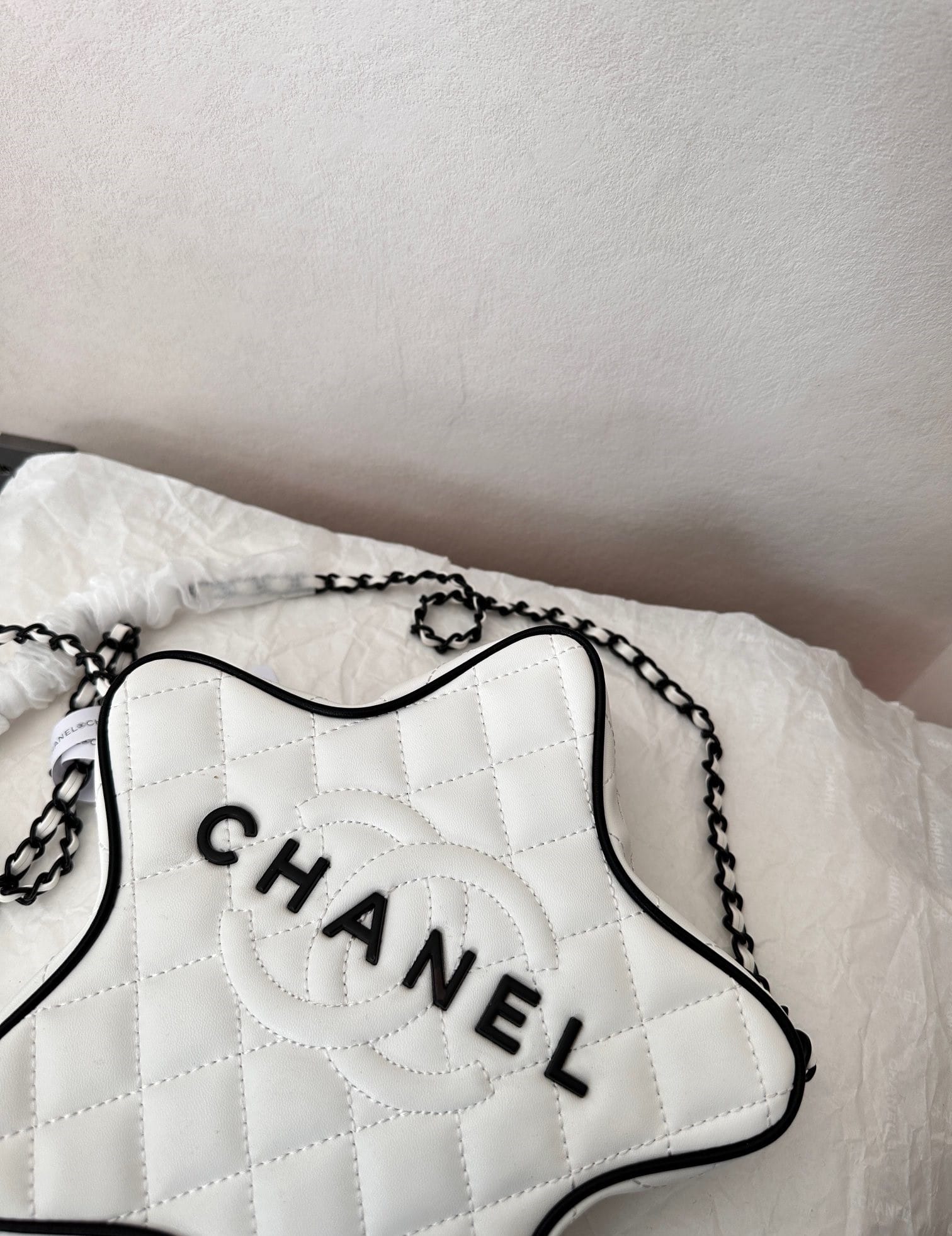 Chanel Star Hand Bag Black Metal White 22Cm/8.7in