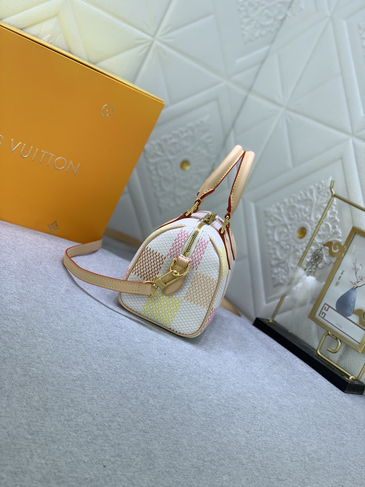 Louis Vuitton Speedy Bandoulière Damier Canvas Peach 20Cm