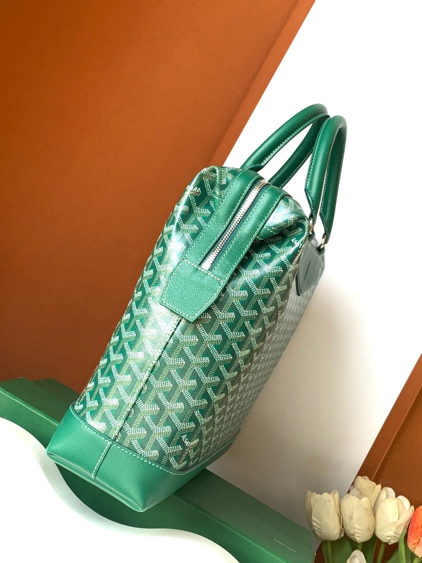 Goyard Cisalpin Document Case 39 Cm Green Goyardine Canvas And Calfskin