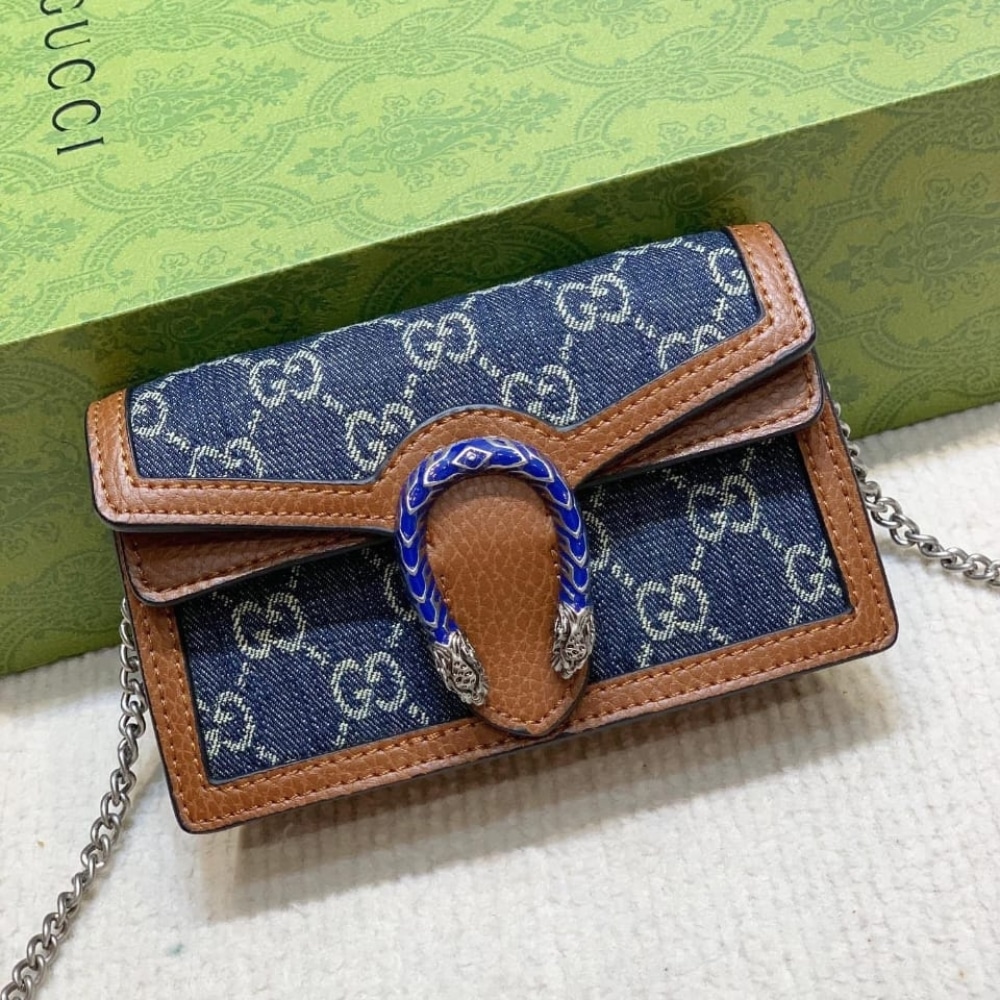 Gucci Dionysus Super Mini Denim Dark Blue And Brown 16Cm 476432 2KQFN 4483