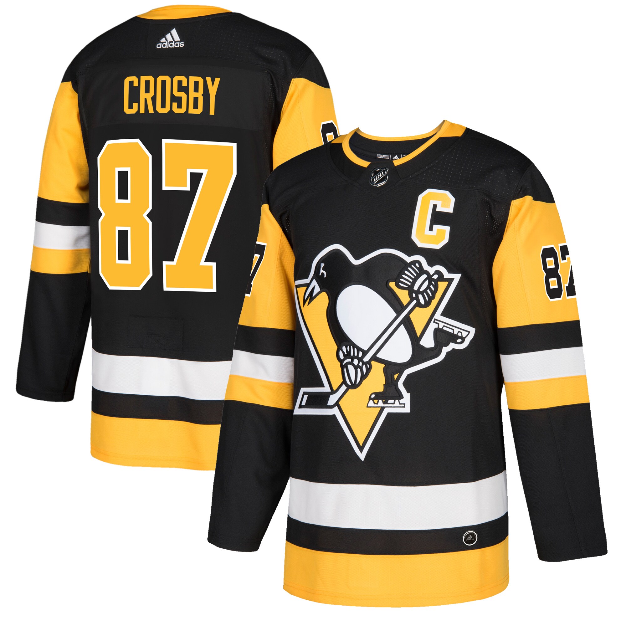 Sidney Crosby Pittsburgh Penguins adidas Captain Patch Authentic Player Jersey – Black