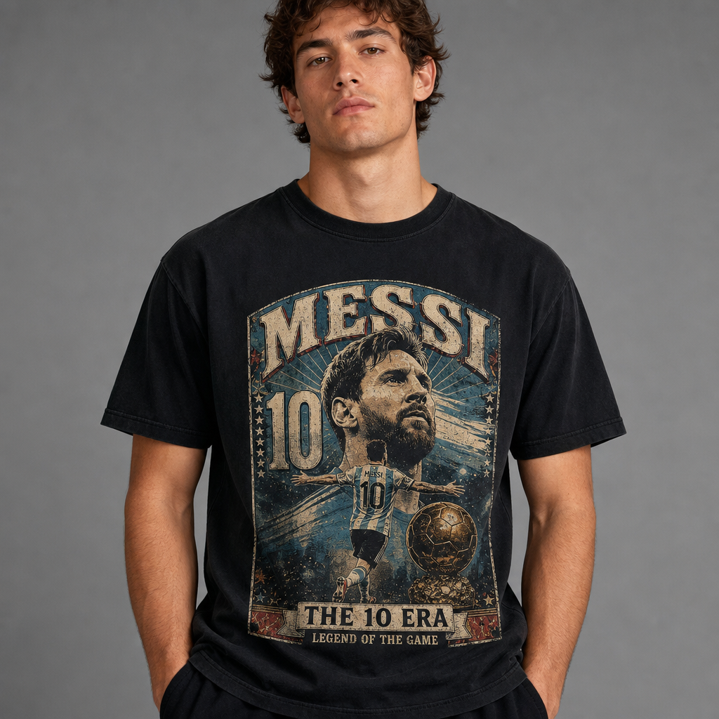 Messi World Cup Printed T-Shirt Unisex Loose Fit T-Shirt 100% Cotton Soft Comfortable Summer Casual Printed Top