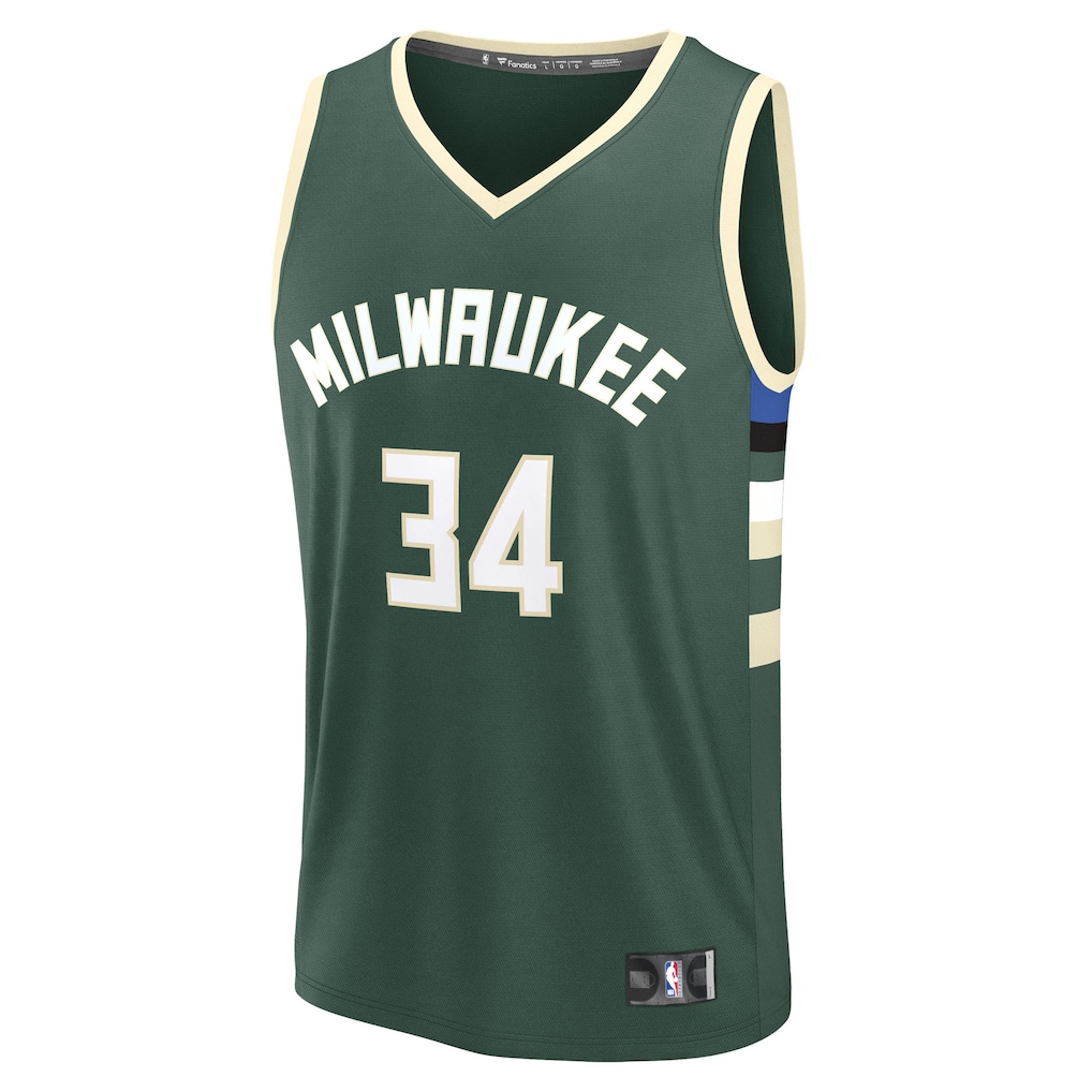 Men's Milwaukee Bucks Giannis Antetokounmpo Fanatics Hunter Green Fast Break Replica Player Jersey - Icon Edition