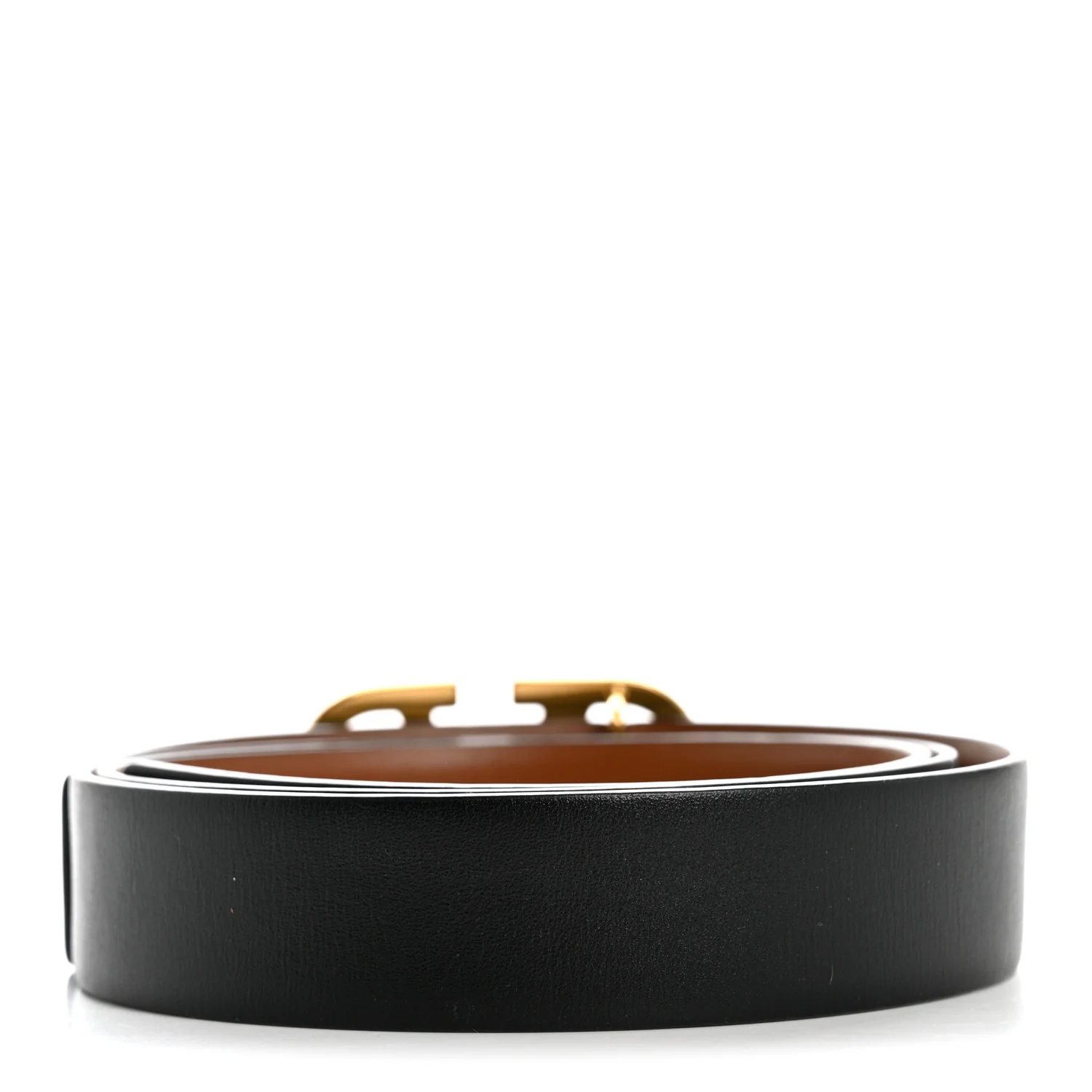 Glossy Calfskin VLogo Reversible 40mm Belt 90 36 Saddle Brown Black