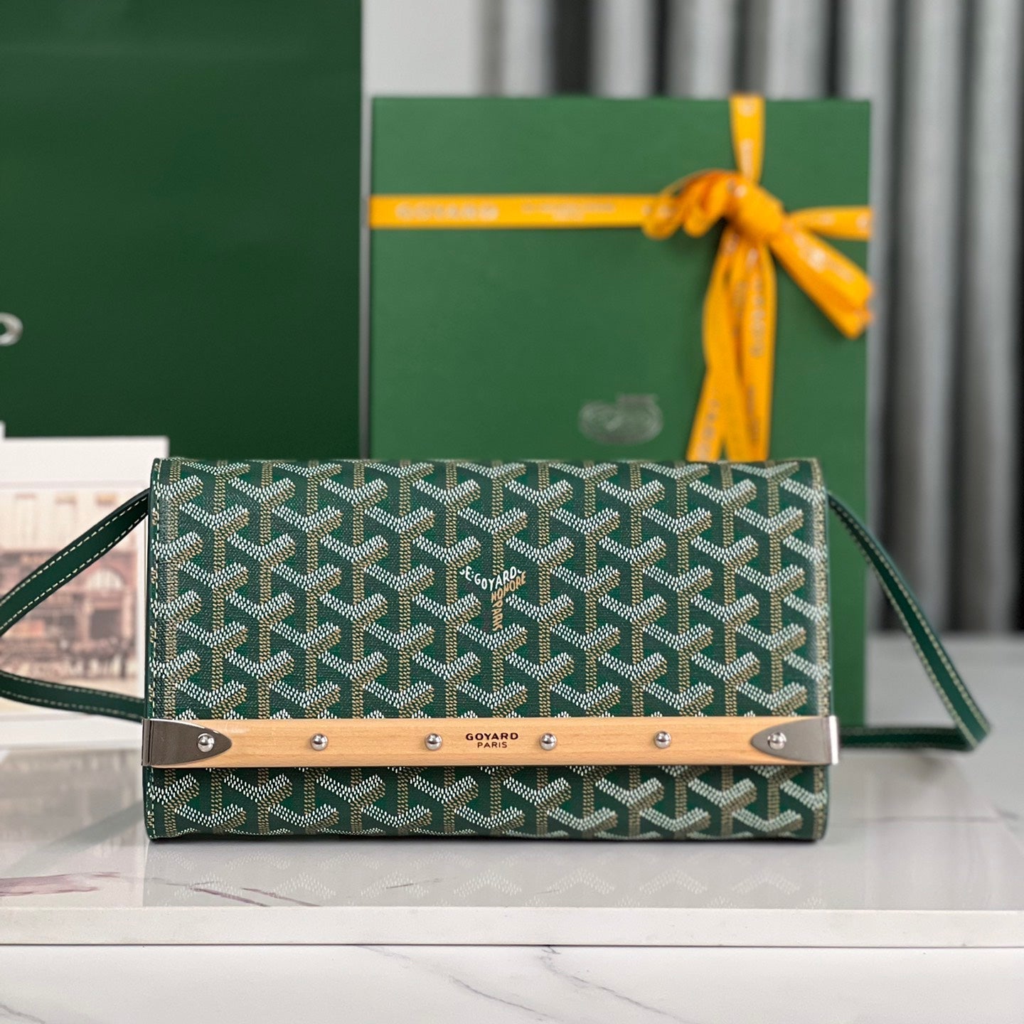 Goyard Monte-Carlo Pm Clutch 25cm Green Goyardine Canvas