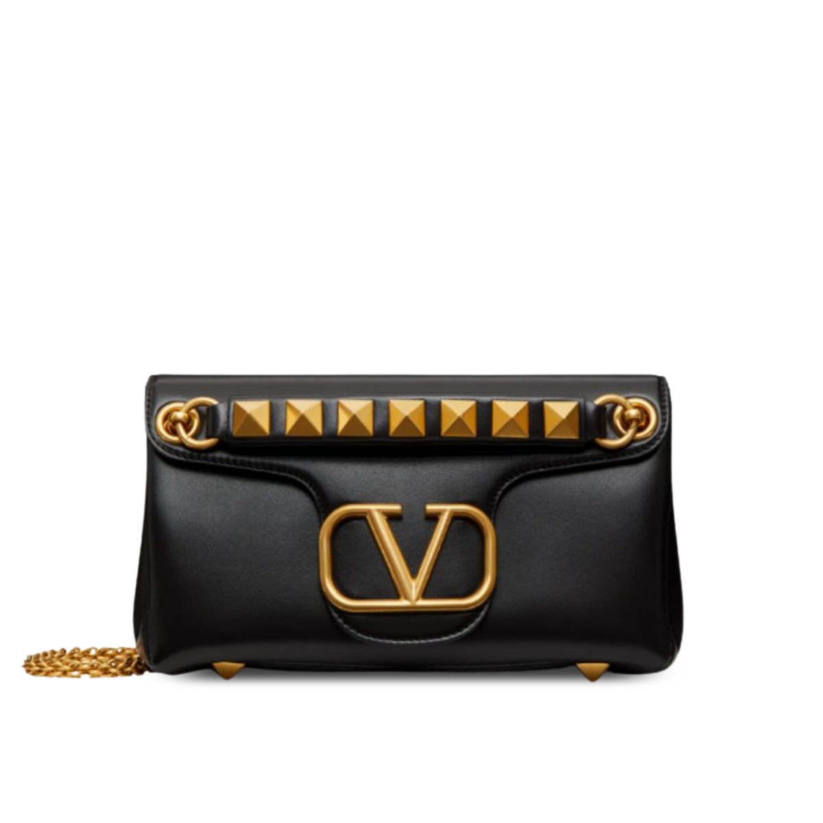 Valentino Garavani Stud Sign Nappa Shoulder Bag Black 28cm