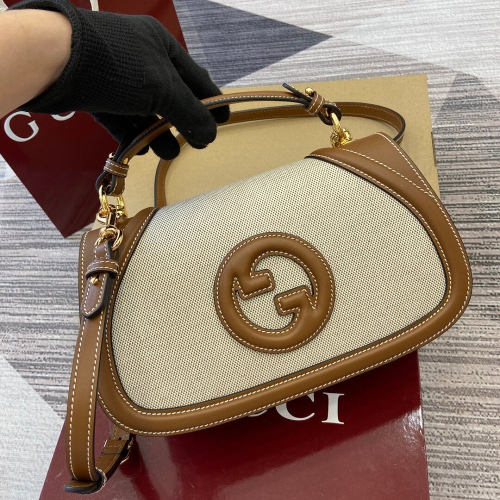 Gucci Blondie Small Top Handle Bag cotton linen canvas