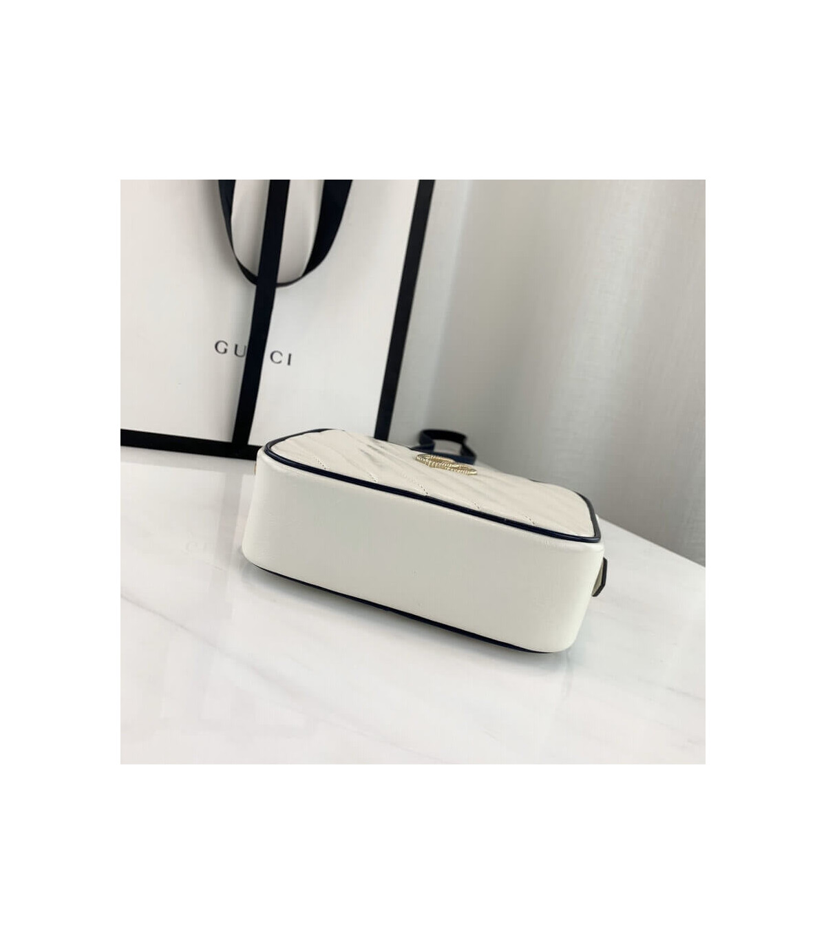 Gucci Diagonal GG Marmont Mini Bag White/Blue