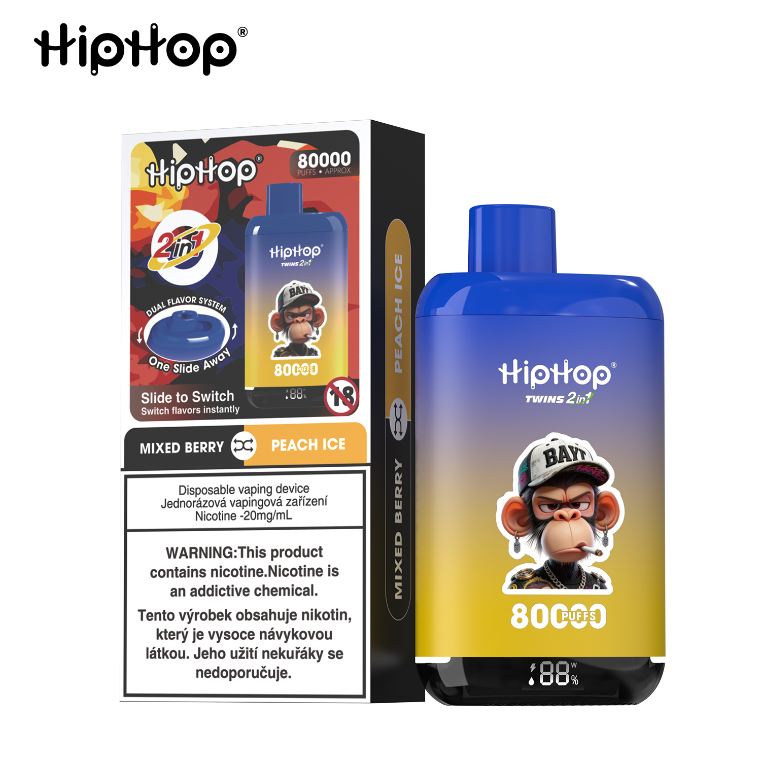 HIPHOP 80k Puffs Prefilled Vape |  Rechargeable