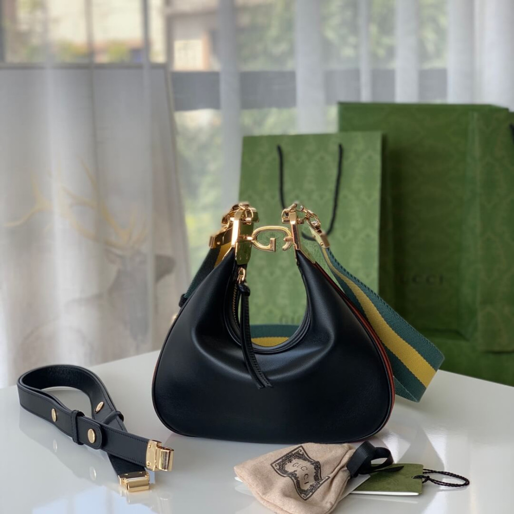 Gucci Black Leather Attache Small Shoulder Bag