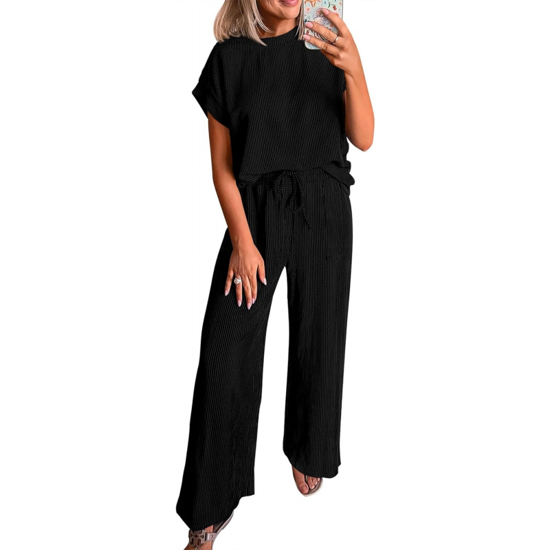 2 Piece Sets for Women Dressy Casual Ribbed Knit