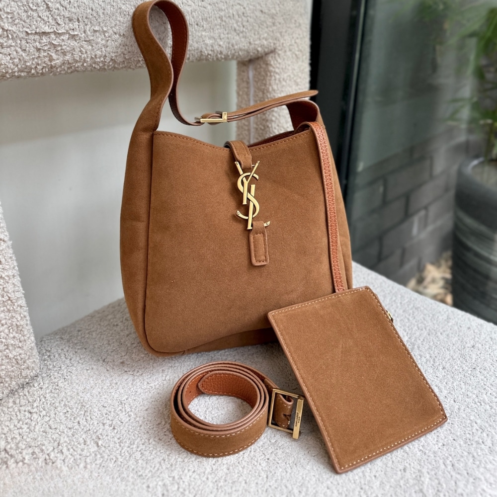 Saint Laurent Le 5 A 7 Supple In Suede Golden Brown 24Cm