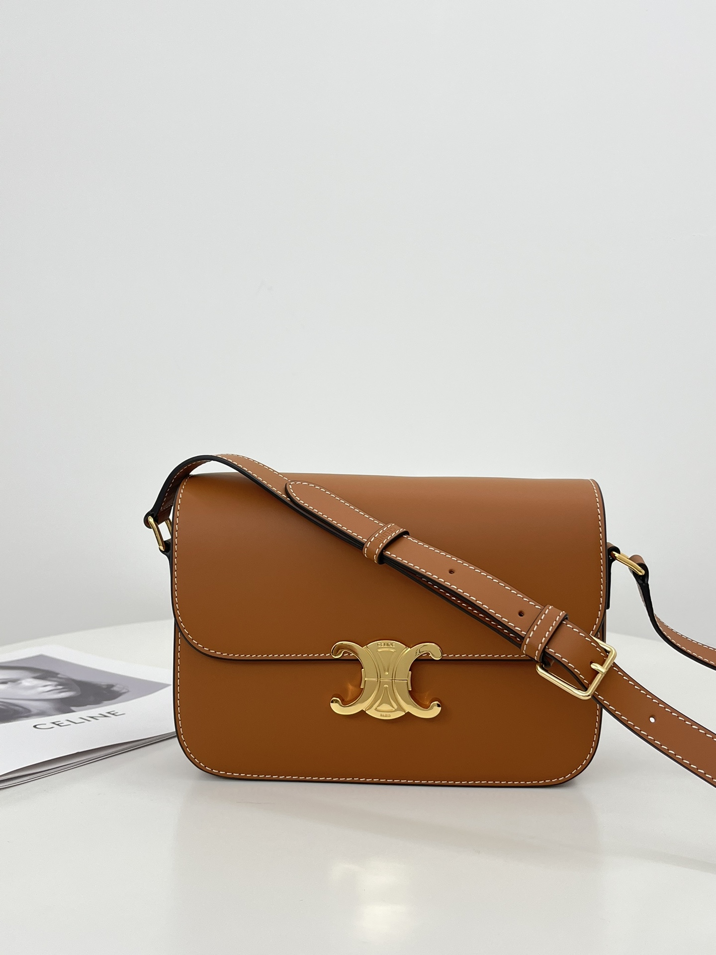 Celine Medium Triomphe Bag in Caramel