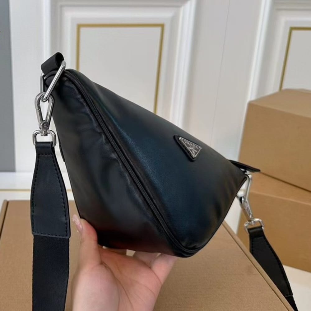 Prada Triangle Shoulder Bag Black 27Cm