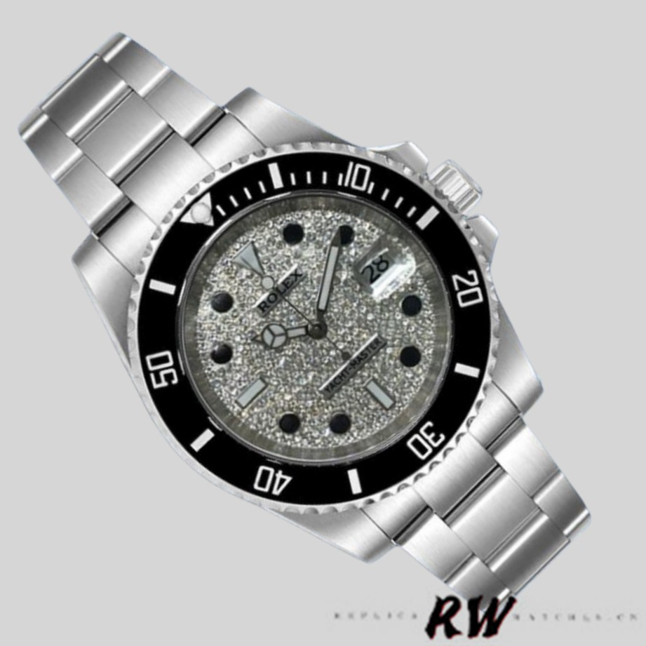 【Super Clone】Rolex Yacht-Master 116695 Stainless Steel Diamond Paved Dial 40MM Mens Replica Watch