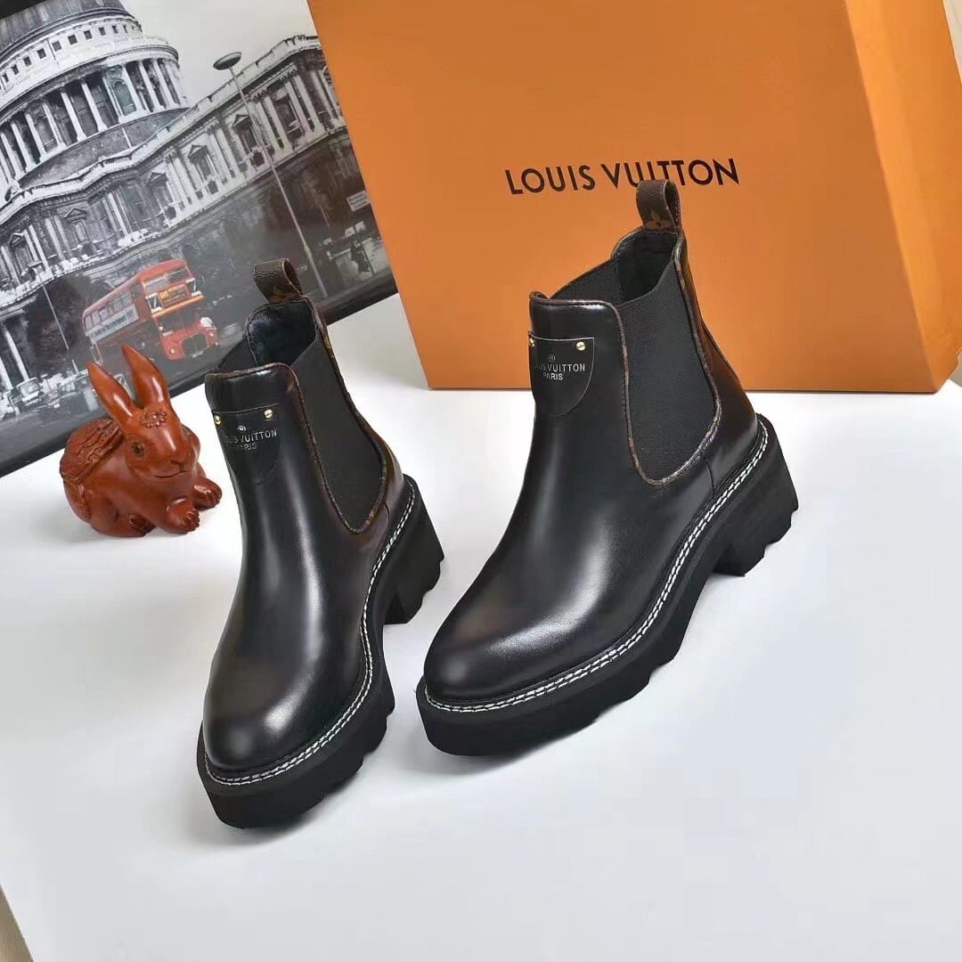 Louis Vuitton Lv Beaubourg Ankle Boots Smooth Leather Black 1A8949