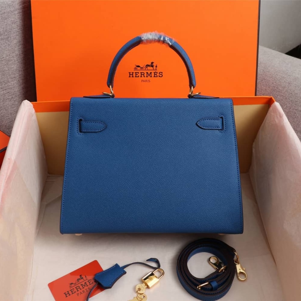 Hermès Kelly Sellier 25 Epsom Gold Hardware Dark Blue 25Cm