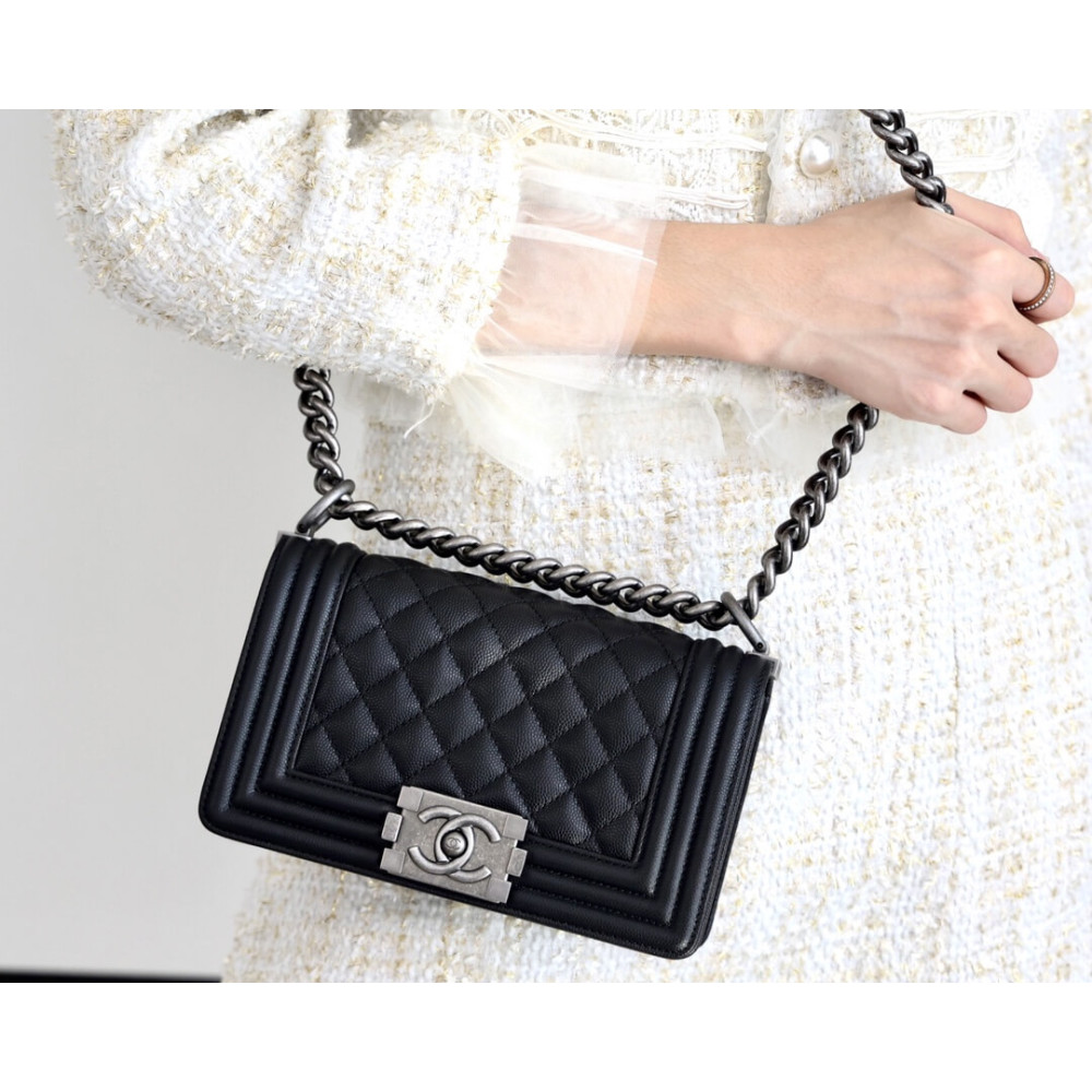 Chanel Le Boy Bag 20cm Black Caviar Leather