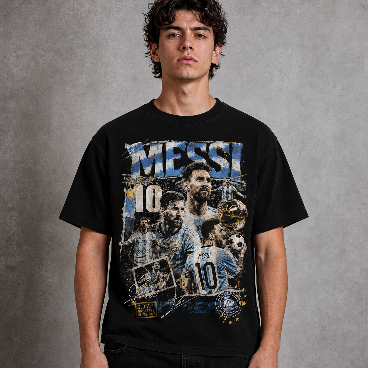 Messi World Cup Printed T-Shirt Unisex Loose Fit T-Shirt 100% Cotton Soft Comfortable Summer Casual Printed Top