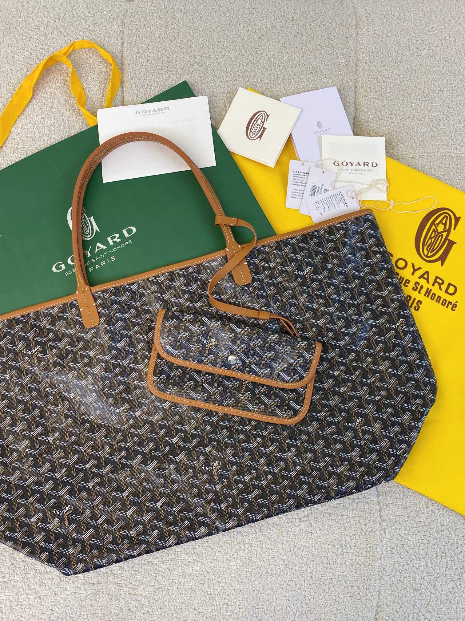Goyard Saint Louis Gm 40Cm Black And Tan Canvas