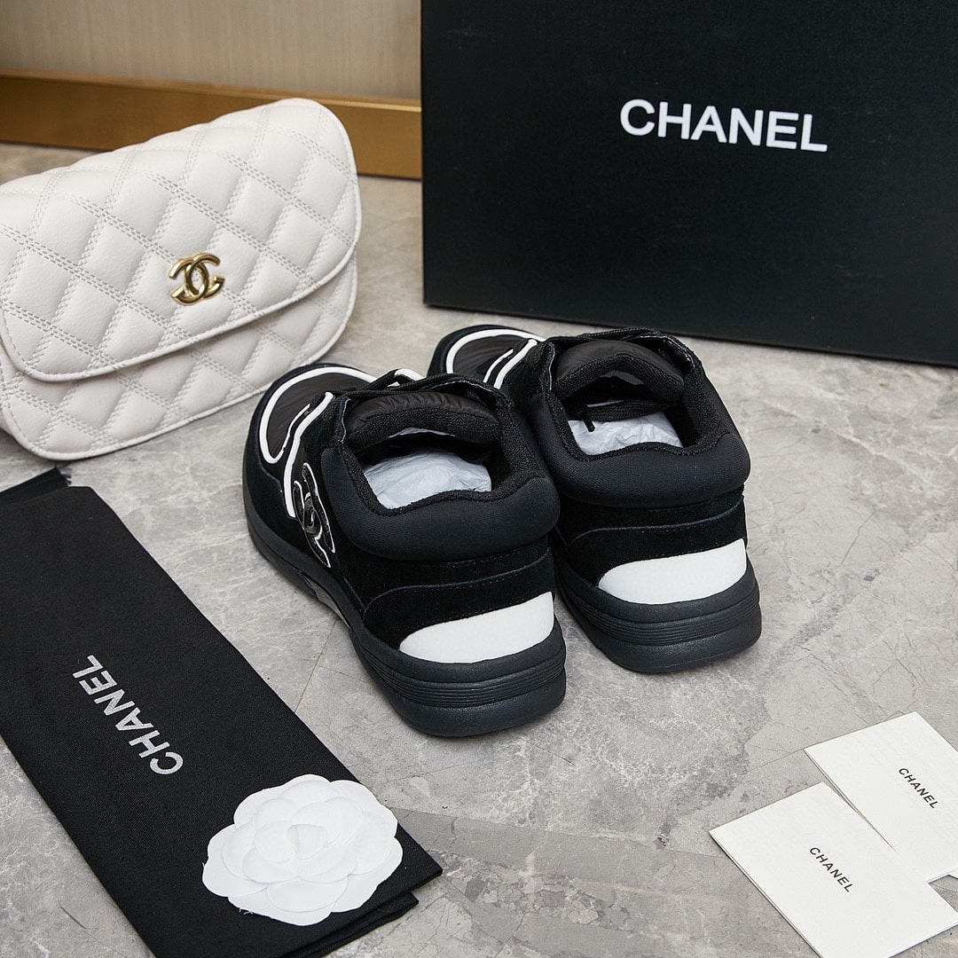 Chanel Suede Reflective Sneakers Black