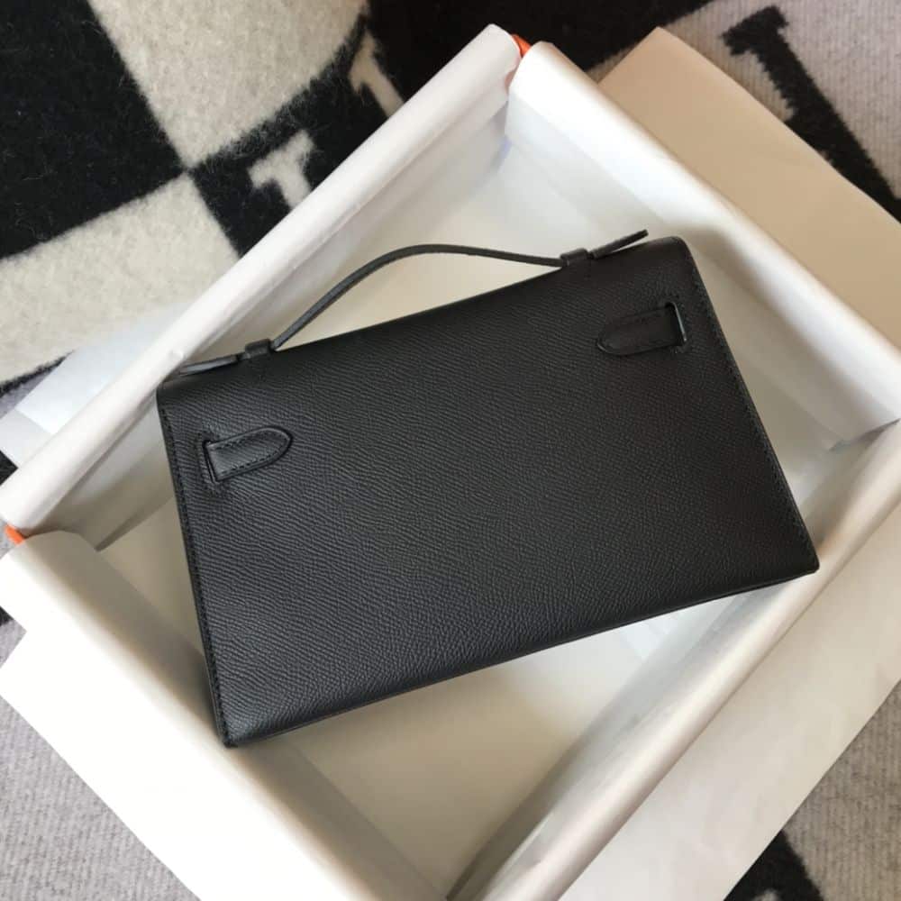 Hermes Mini Kelly Pochette Gold Toned Hardware Black 22Cm