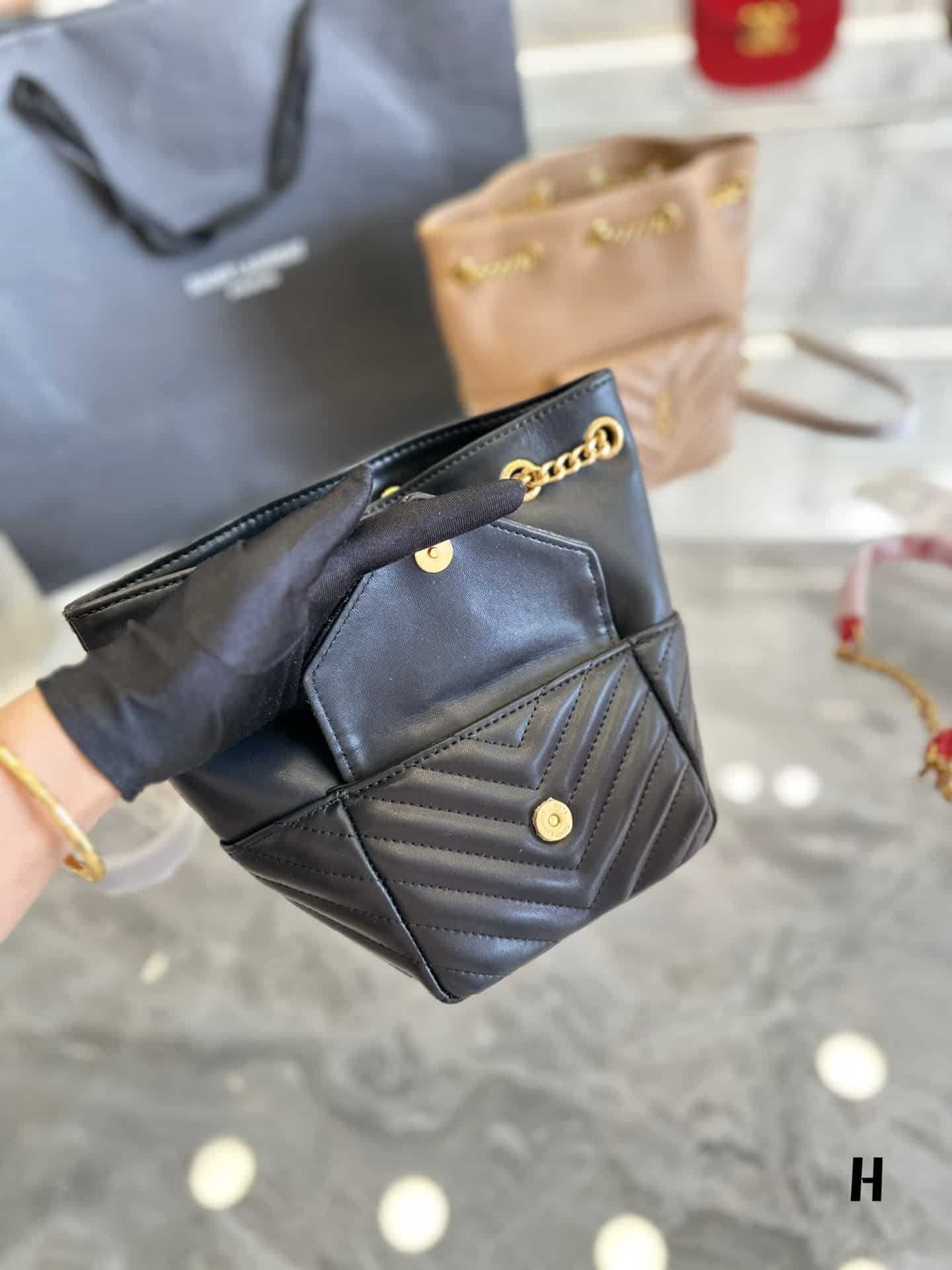 Saint Laurent Joe Mini Bucket Bag In Quilted Black 19Cm
