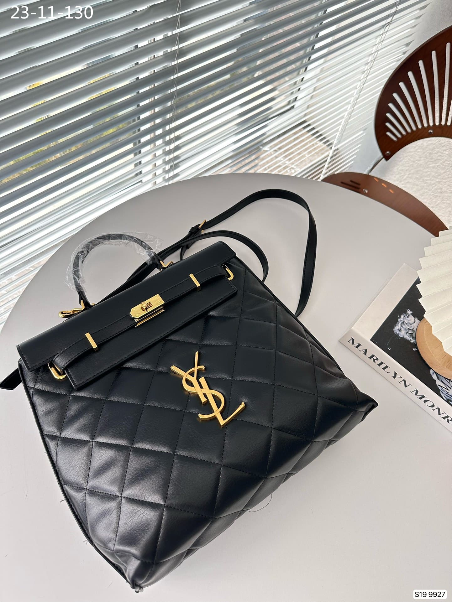 Saint Laurent Leather Backpack Black 30Cm