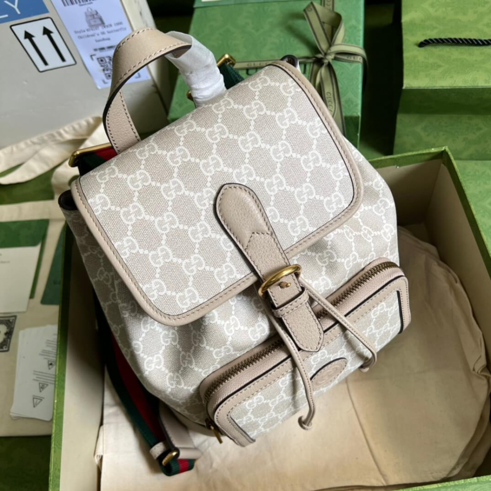 Gucci Backpack with Interlocking G Oatmeal Leather
