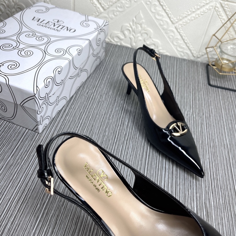Valentino VLogo The Bold Edition Patent Leather Slingback Pumps, 60mm – Black
